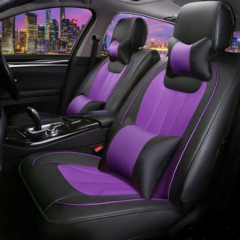 black and purple seat covers